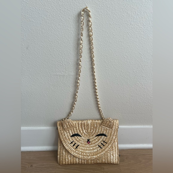 Handbags - cat clutch - rattan